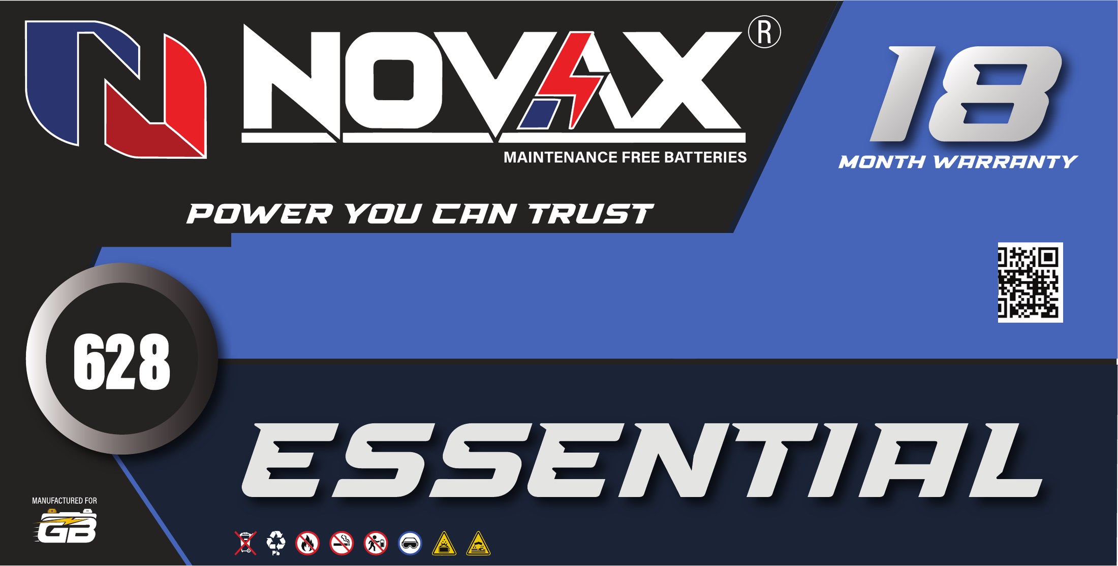 Novax Essential battery label