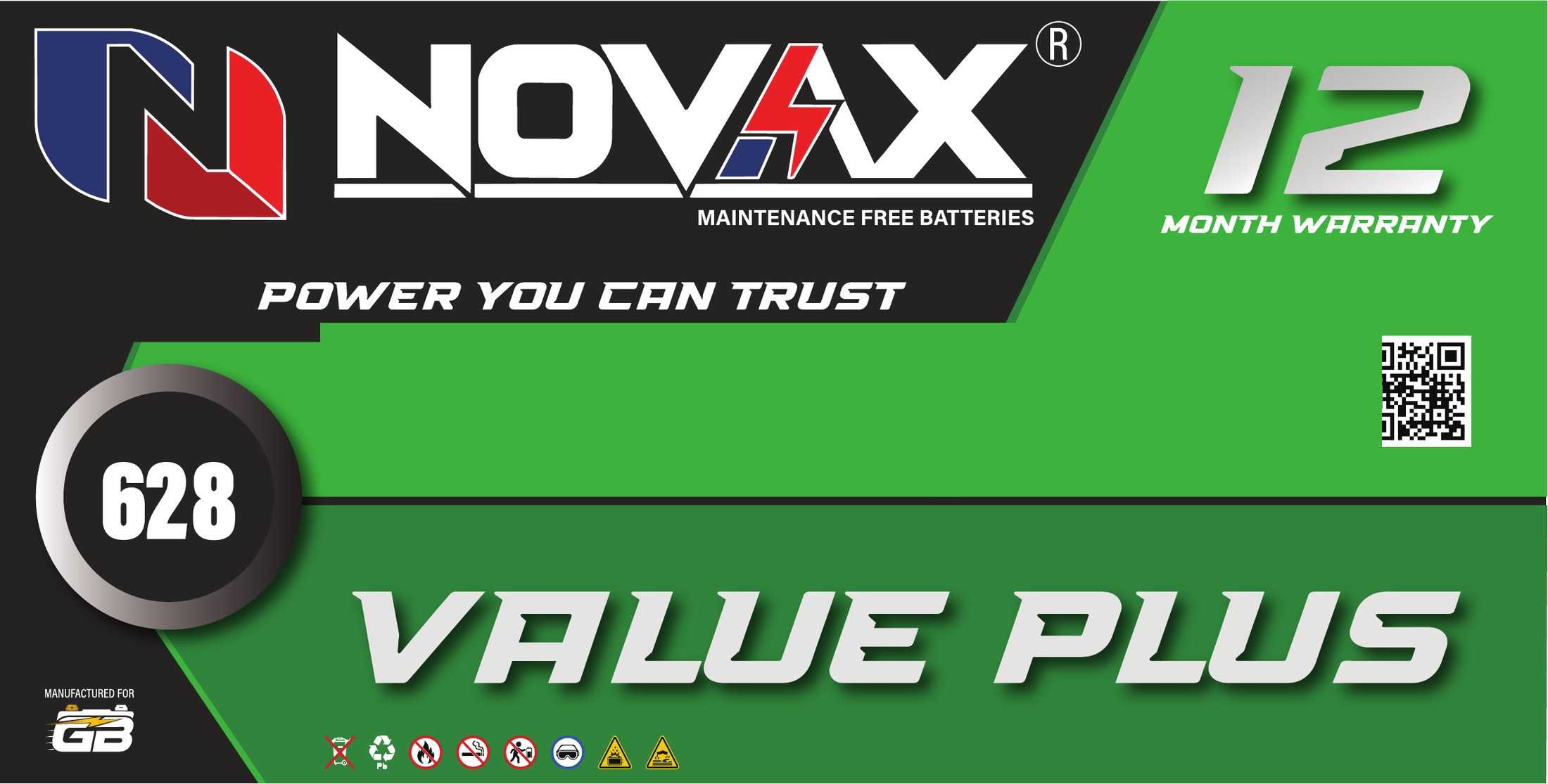 Novax Value Plus battery label